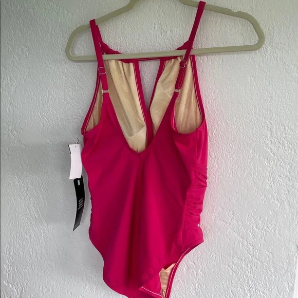MAGICSUIT NWT Womens Diana Coral Rose Riveted Cinch‎ Waist One Piece Swimsuit 12 - Picture 5 of 8